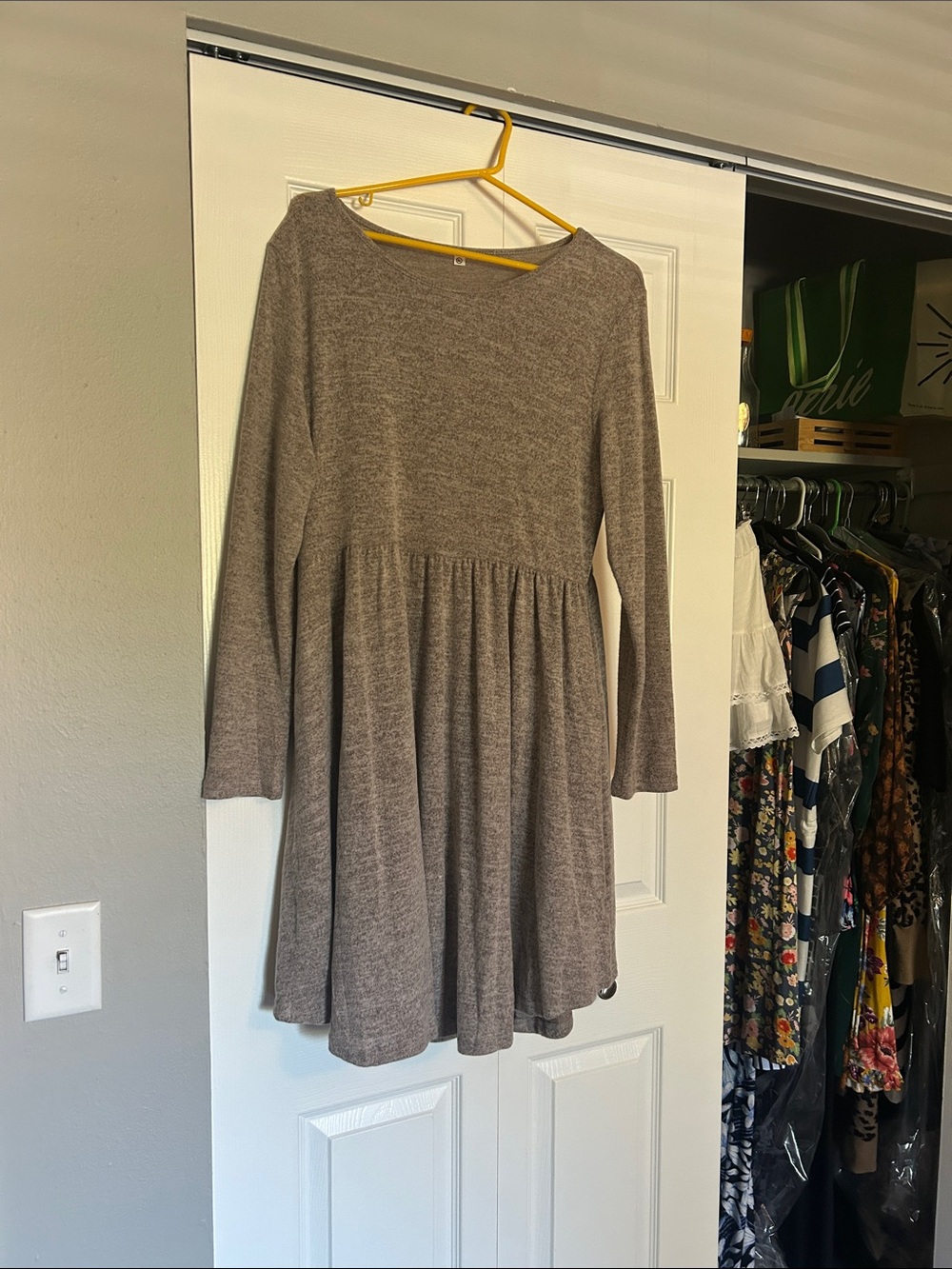 Amazon Long Sleeve Swing Dress in Heather Brown